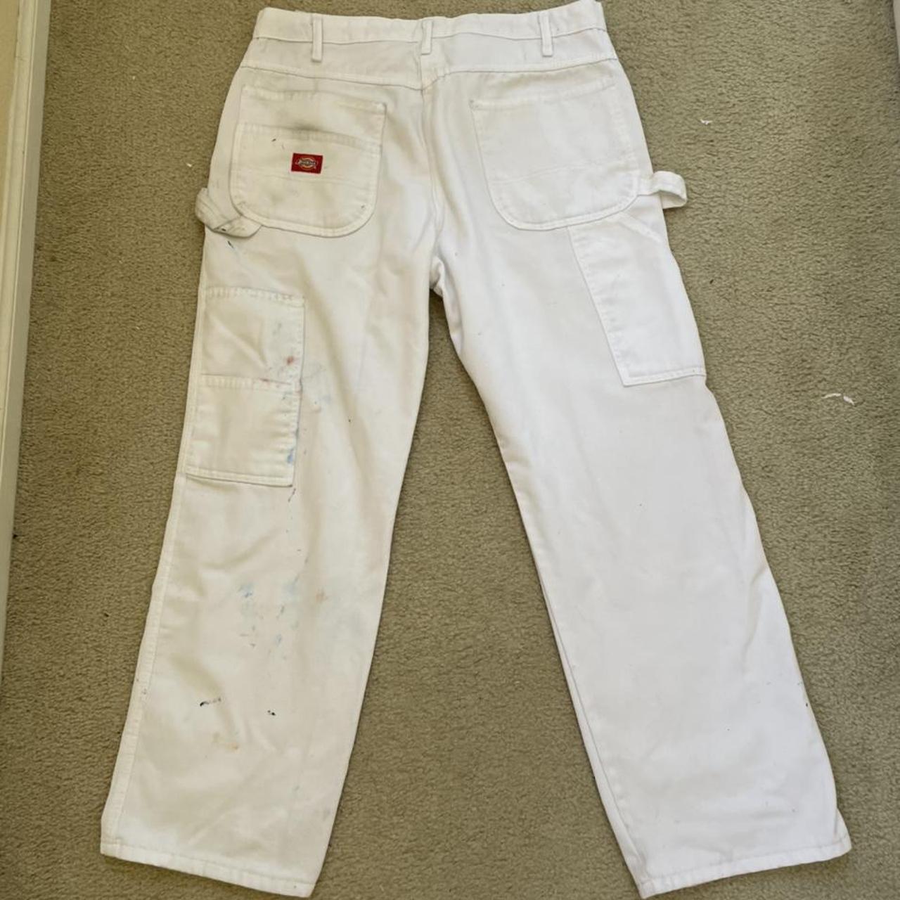 Vintage Dickies White Carpenter Pants Paint Splatter Depop   P0 