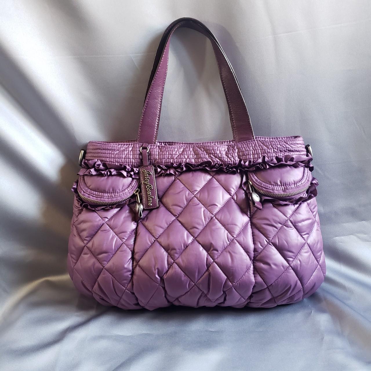 Juicy couture purple quilted puffer bag . Has an