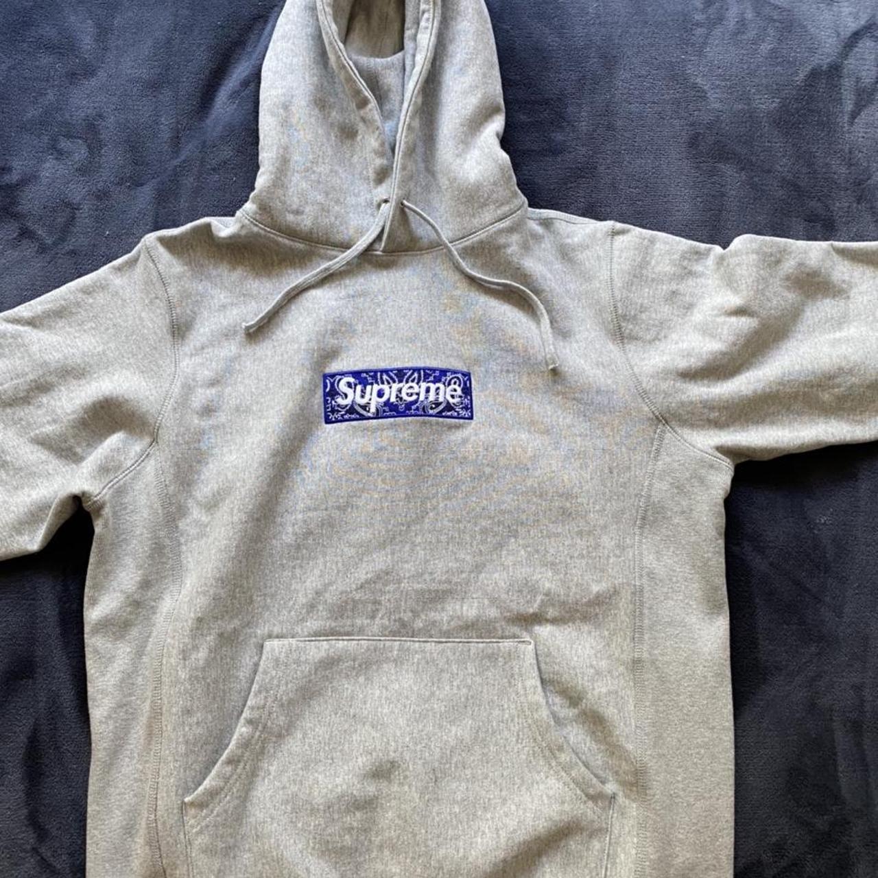 Supreme Bandana Box Logo Hooded Sweatshirt Heather Grey