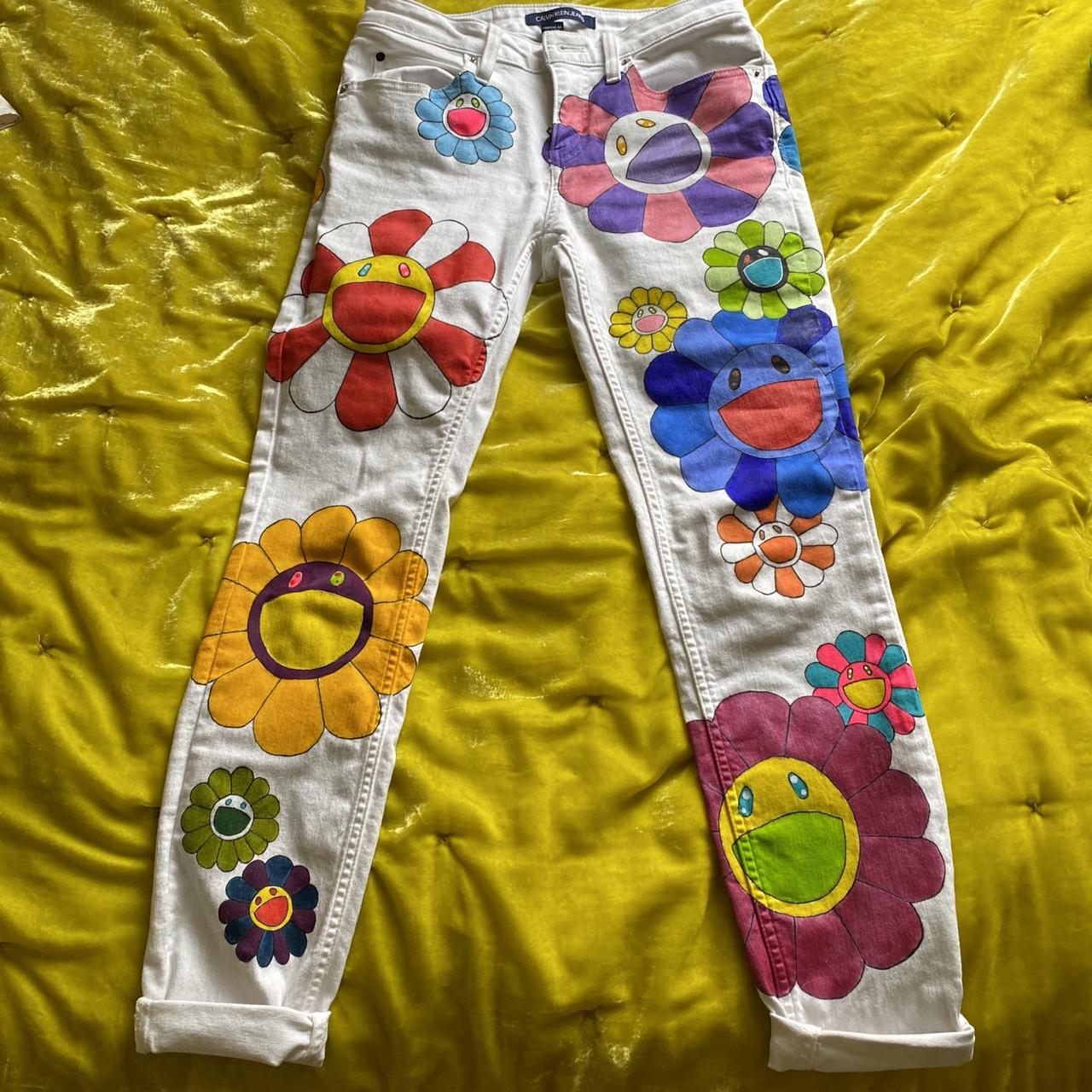 Handpainted Murakami Calvin Klein Jeans Acrylic... - Depop