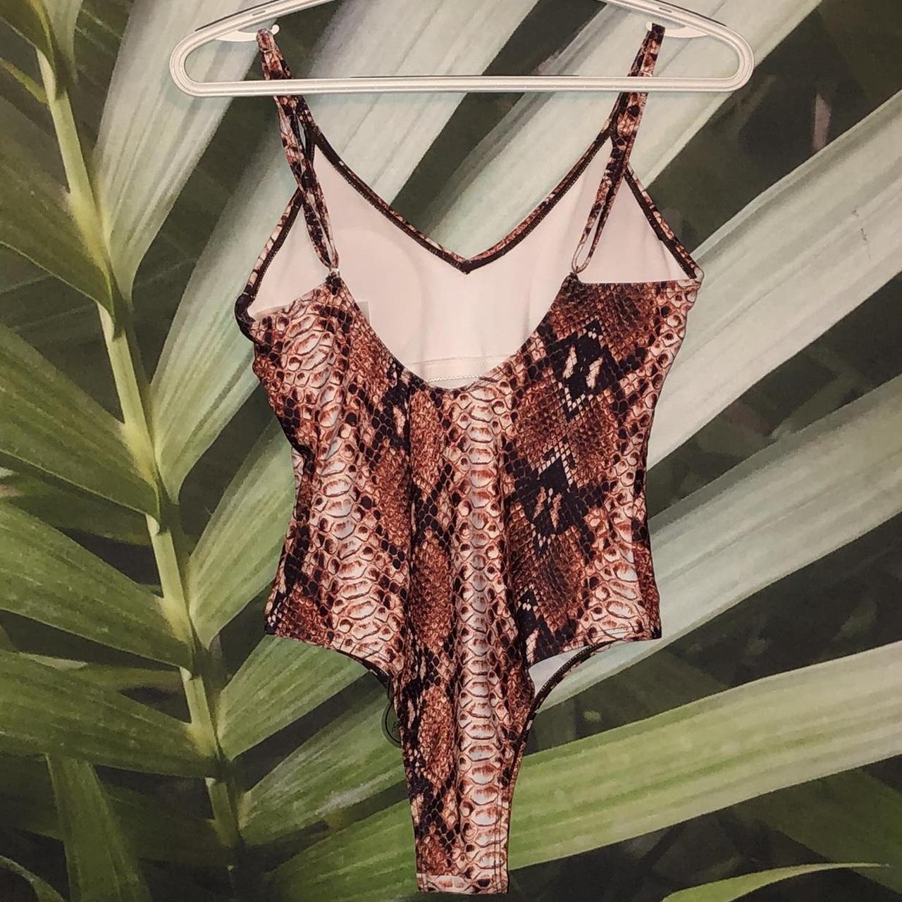 Brown Snakeskin Bodysuit High Cut Look Could double... Depop