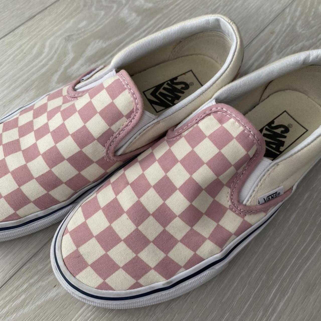 Pink checkered cheap vans womens