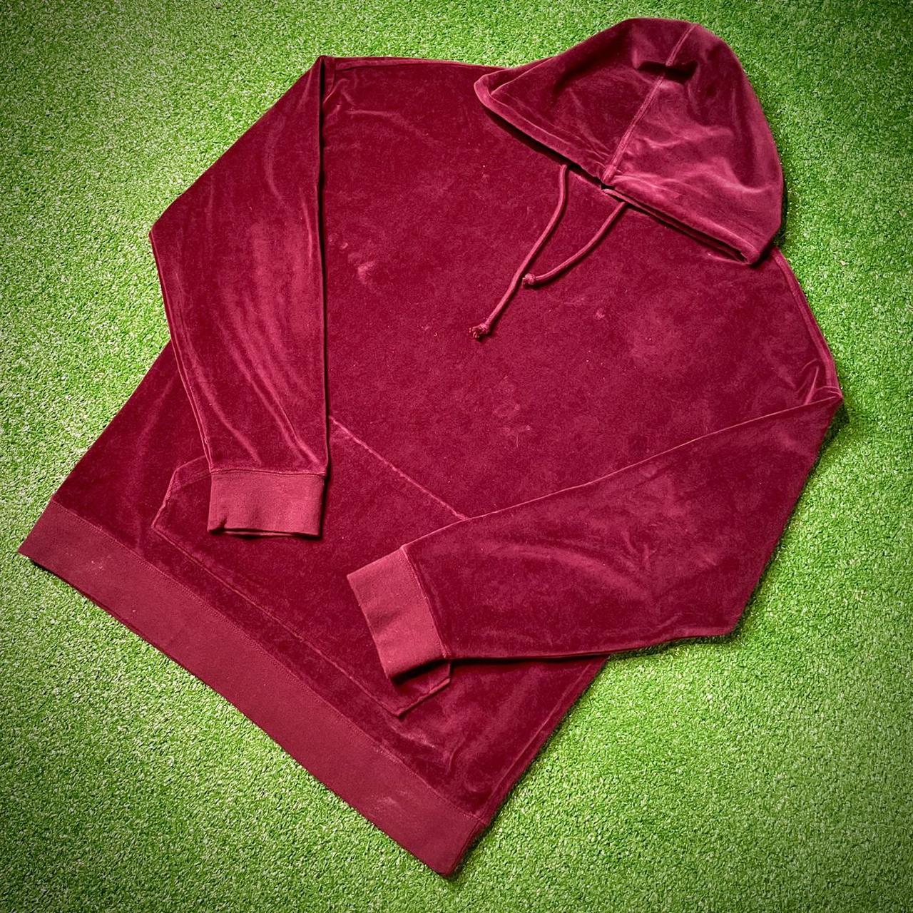 Red Velvet Velour Hoodie Sweatshirt This puppy... Depop
