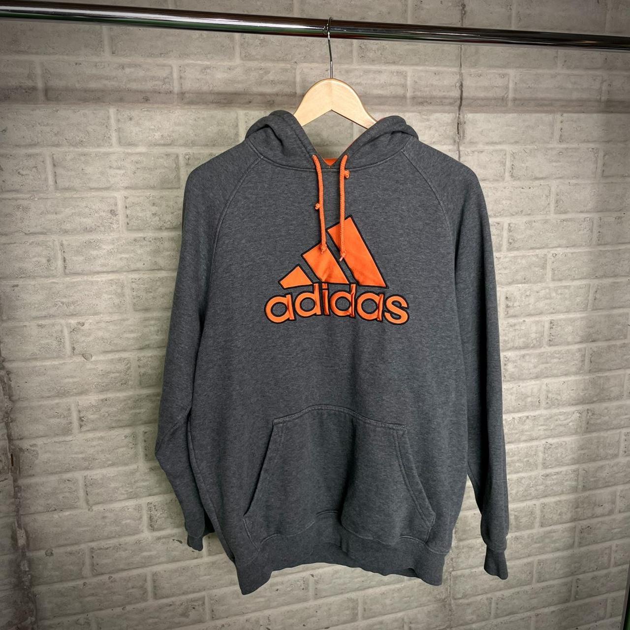 Adidas Logo Grey and Orange Hoodie DM for Inquiries