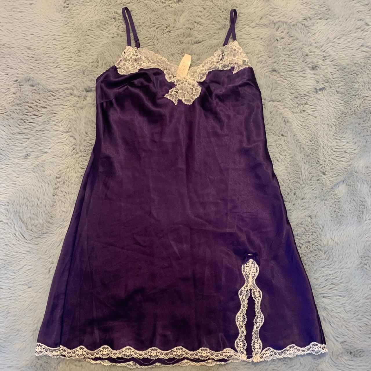 Victoria secret satin slip dress In deep purple... - Depop