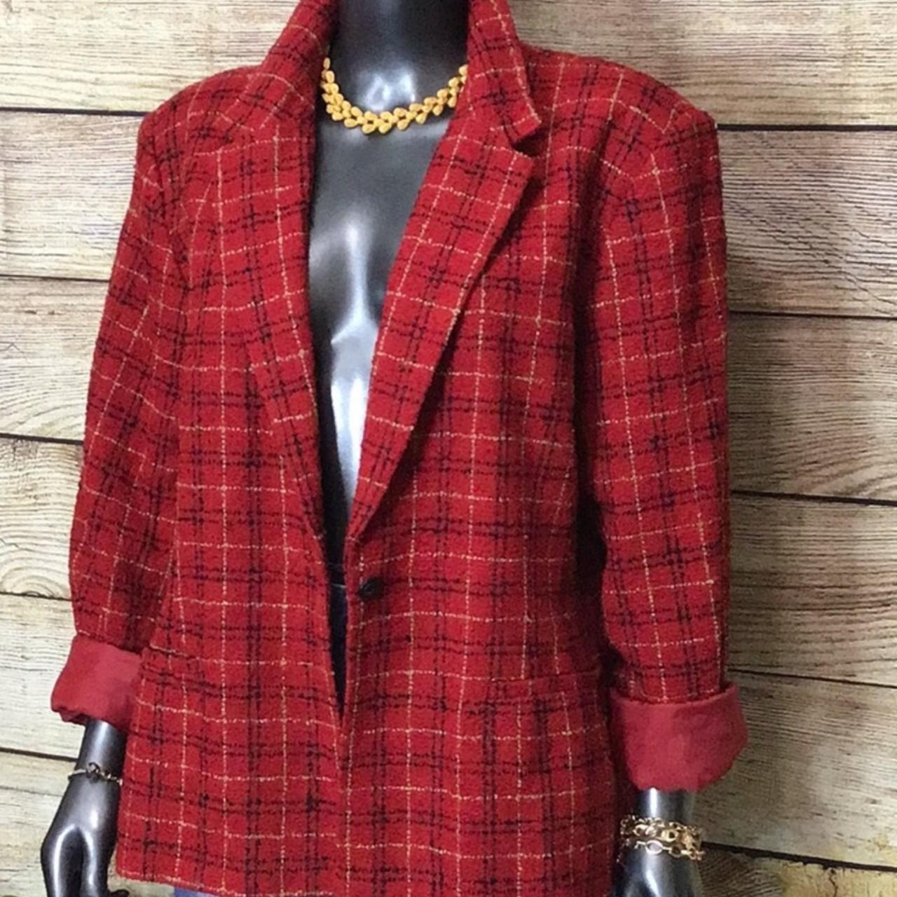Cricket Lane Women's Red and Black Jacket Depop