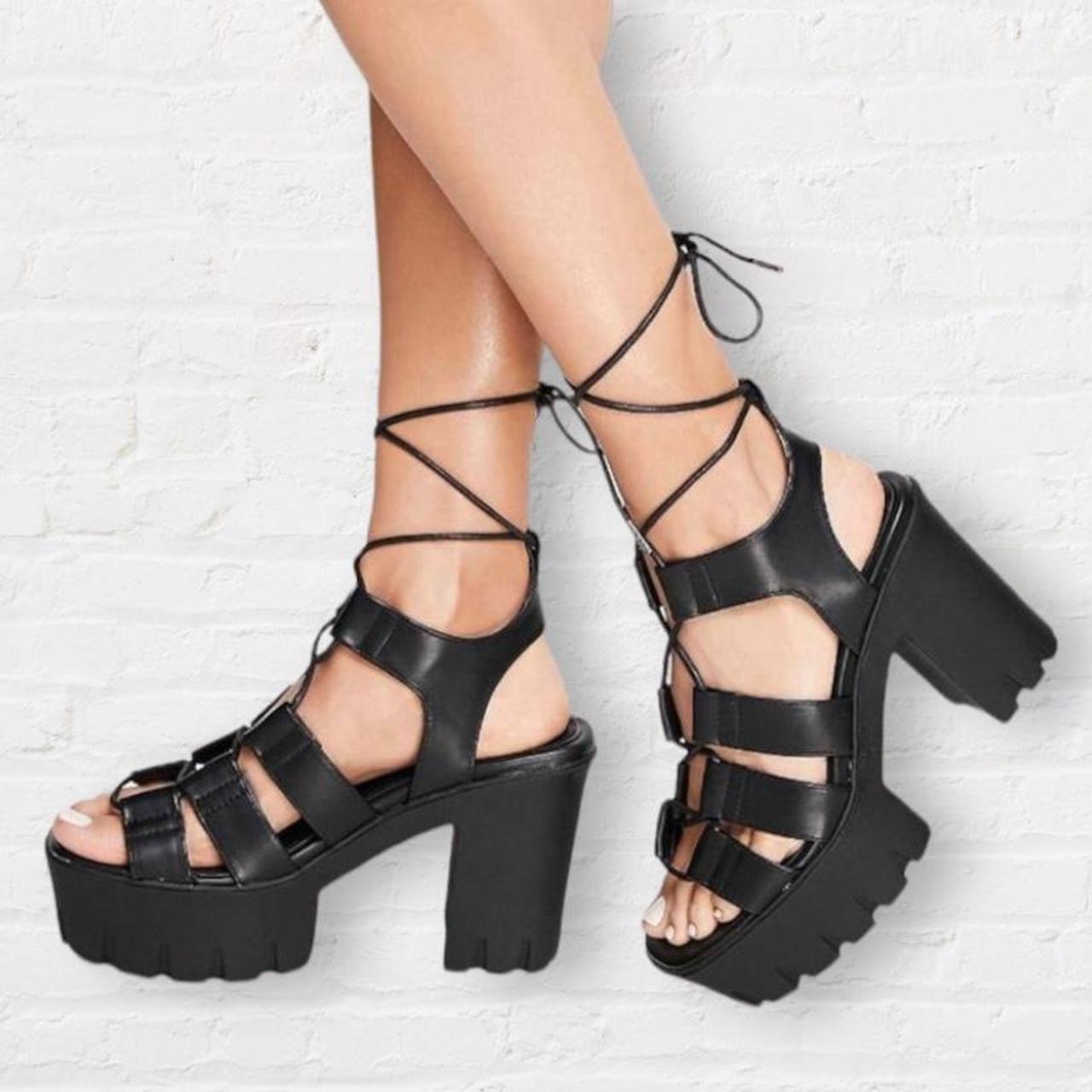 90s black chunky heels