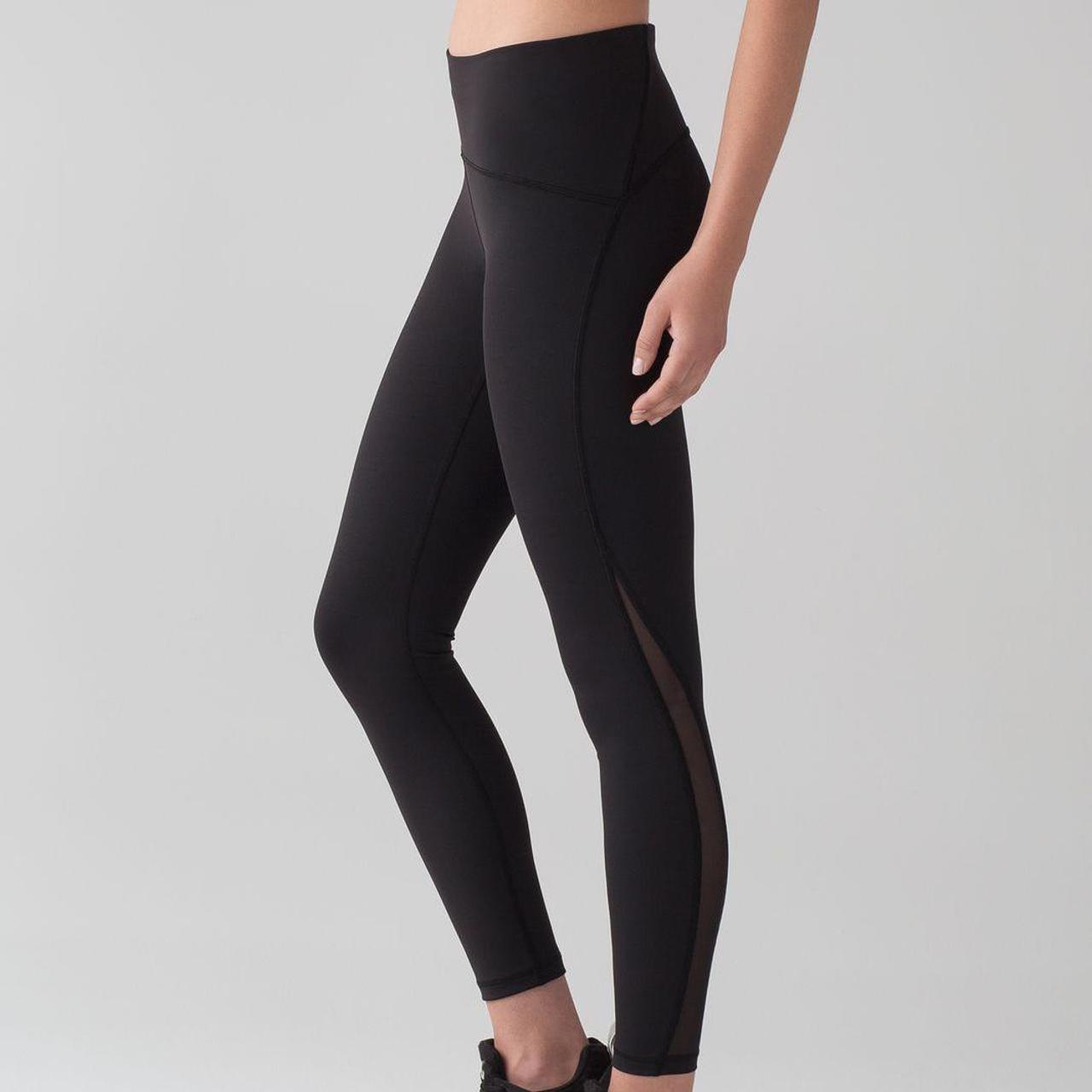 Lululemon Black Mesh Leggings 25”, Size 4