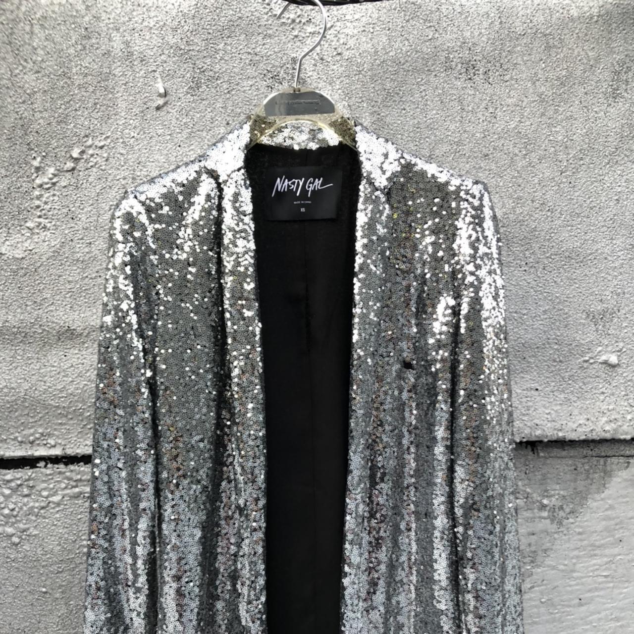 NASTY GAL SEQUIN BLAZER open front, sequin detailing... Depop