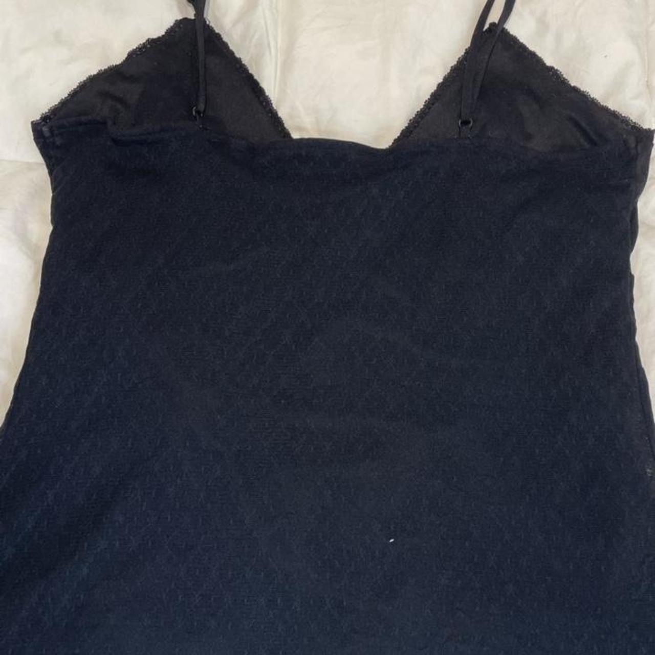 Vintage mesh detailed black top Adjustable... - Depop