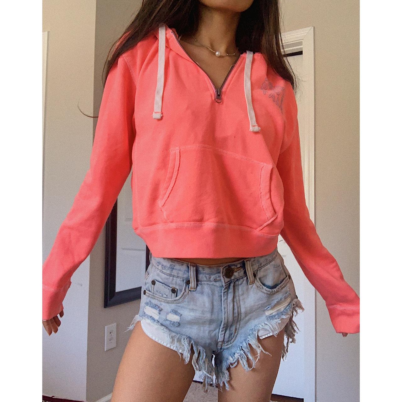 Neon orange cropped store hoodie