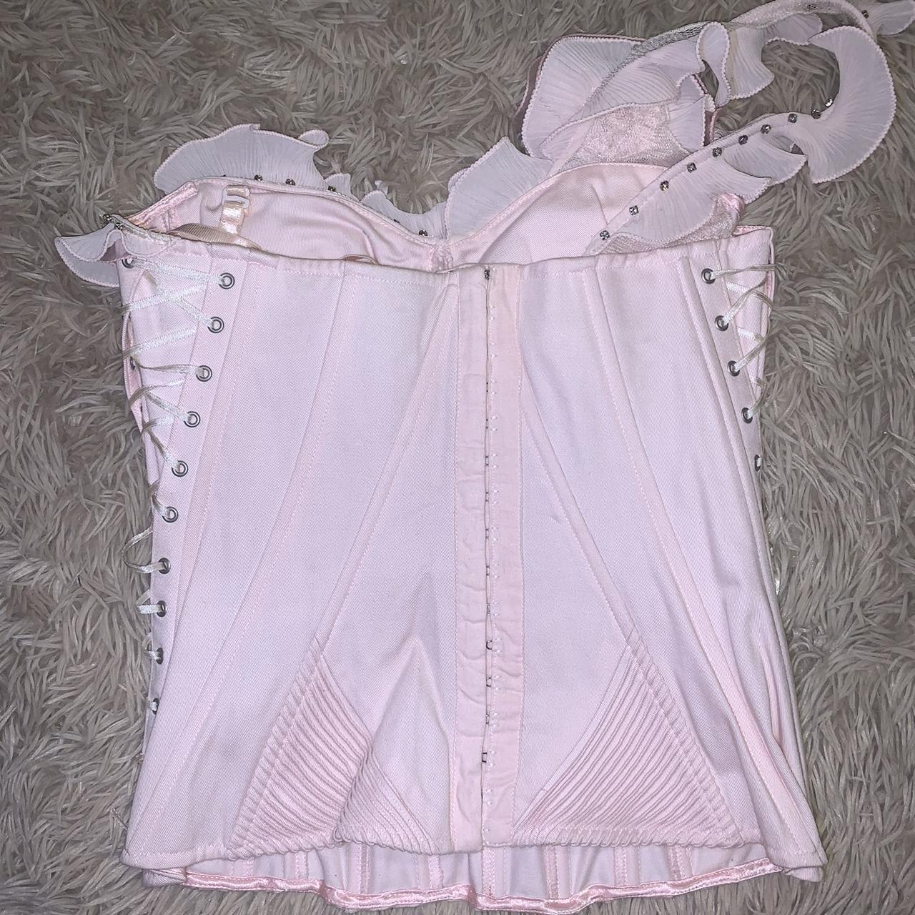 Vintage Karen Millen Baby pink laced up... - Depop