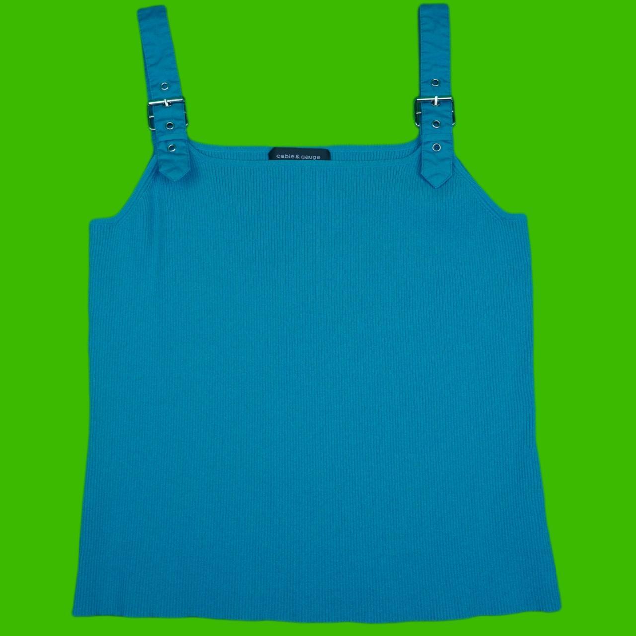 Cable & Gauge Women's Blue and Silver Vest Depop