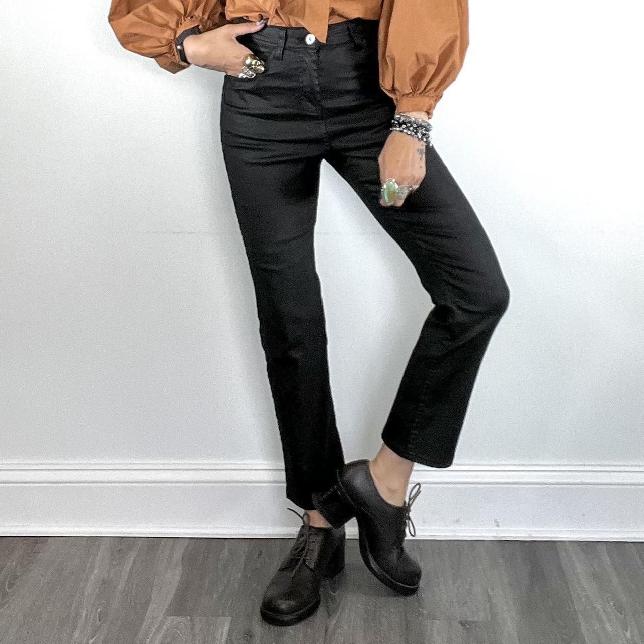 Zara black waxed denim kick flare jeans 👖 These... Depop