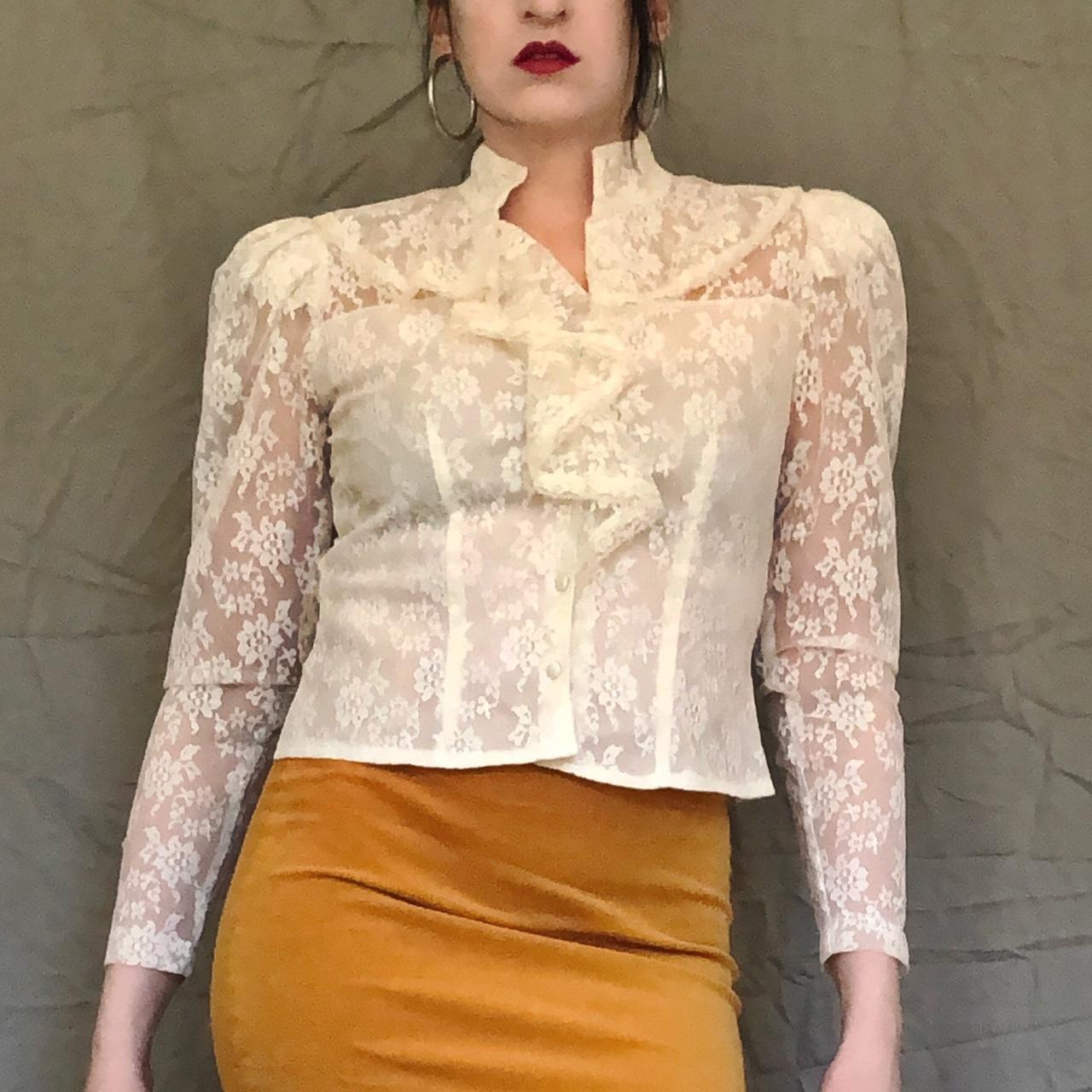 CREAM LACE BLOUSE Light academia aesthetic staple.... Depop