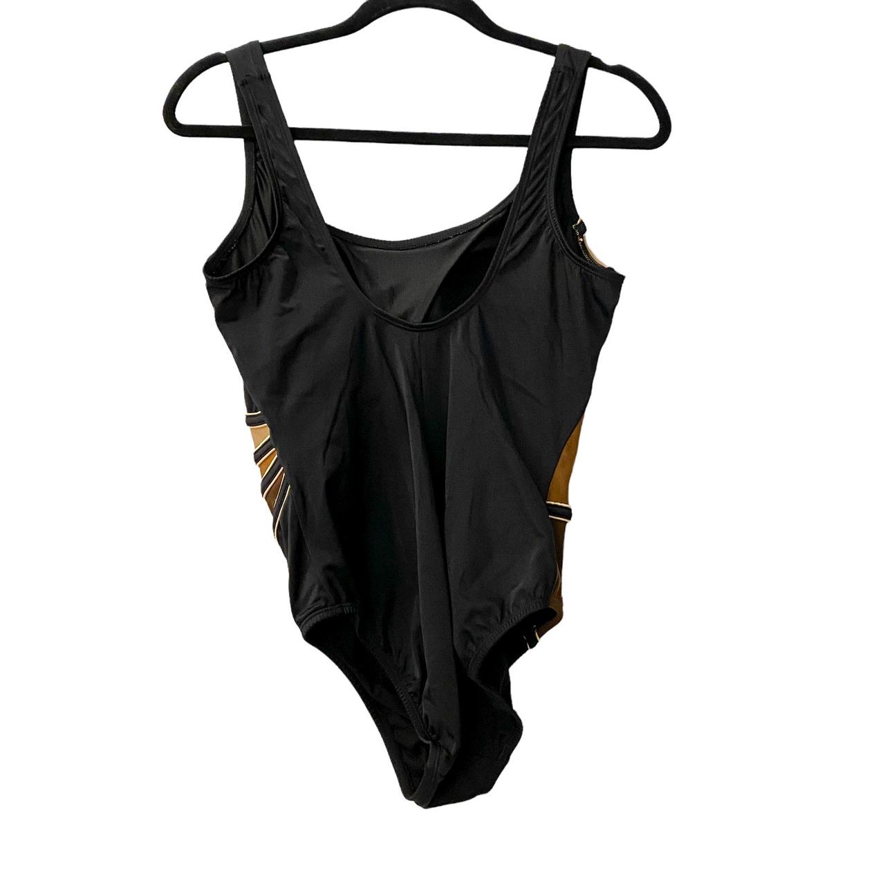 Macy's Women's Black and Brown Swimsuitonepiece Depop