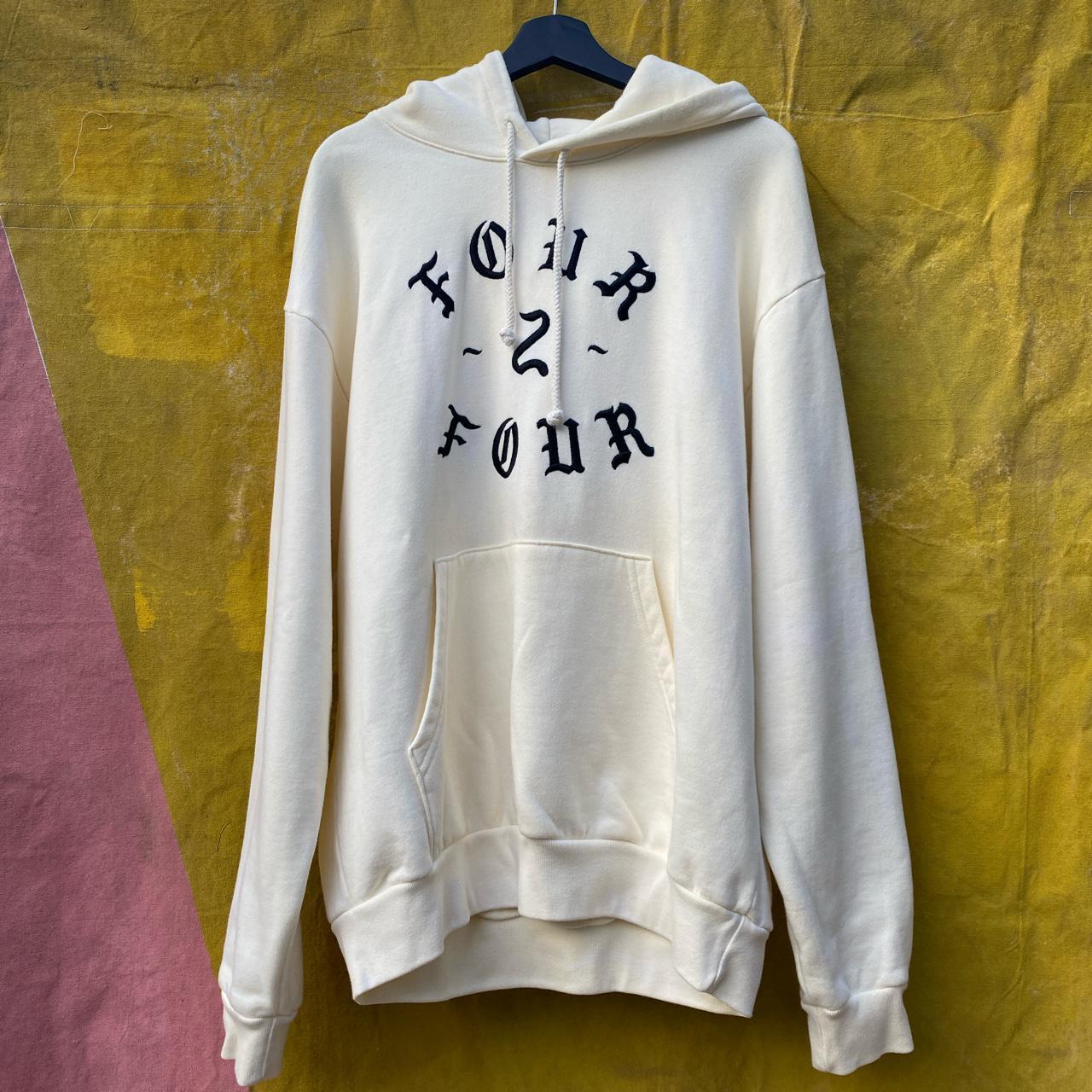 FOURTWOFOUR Men's Cream and Black Hoodie