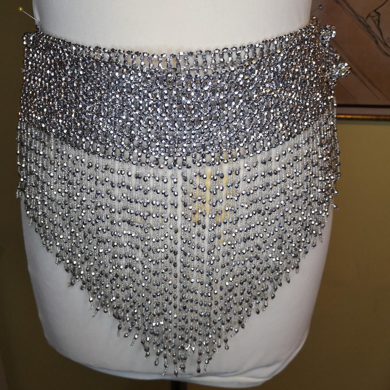 Silver rhinestone hot sale waist belt