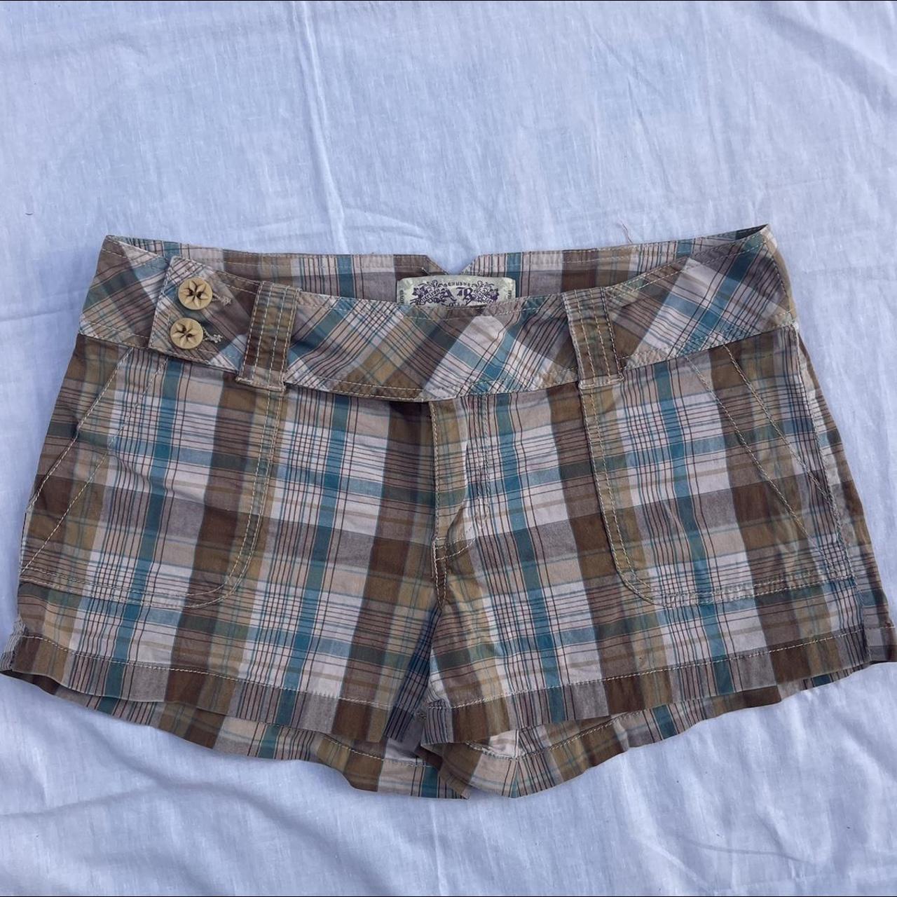 y2k American Rag brown plaid short shorts. Tagged... - Depop