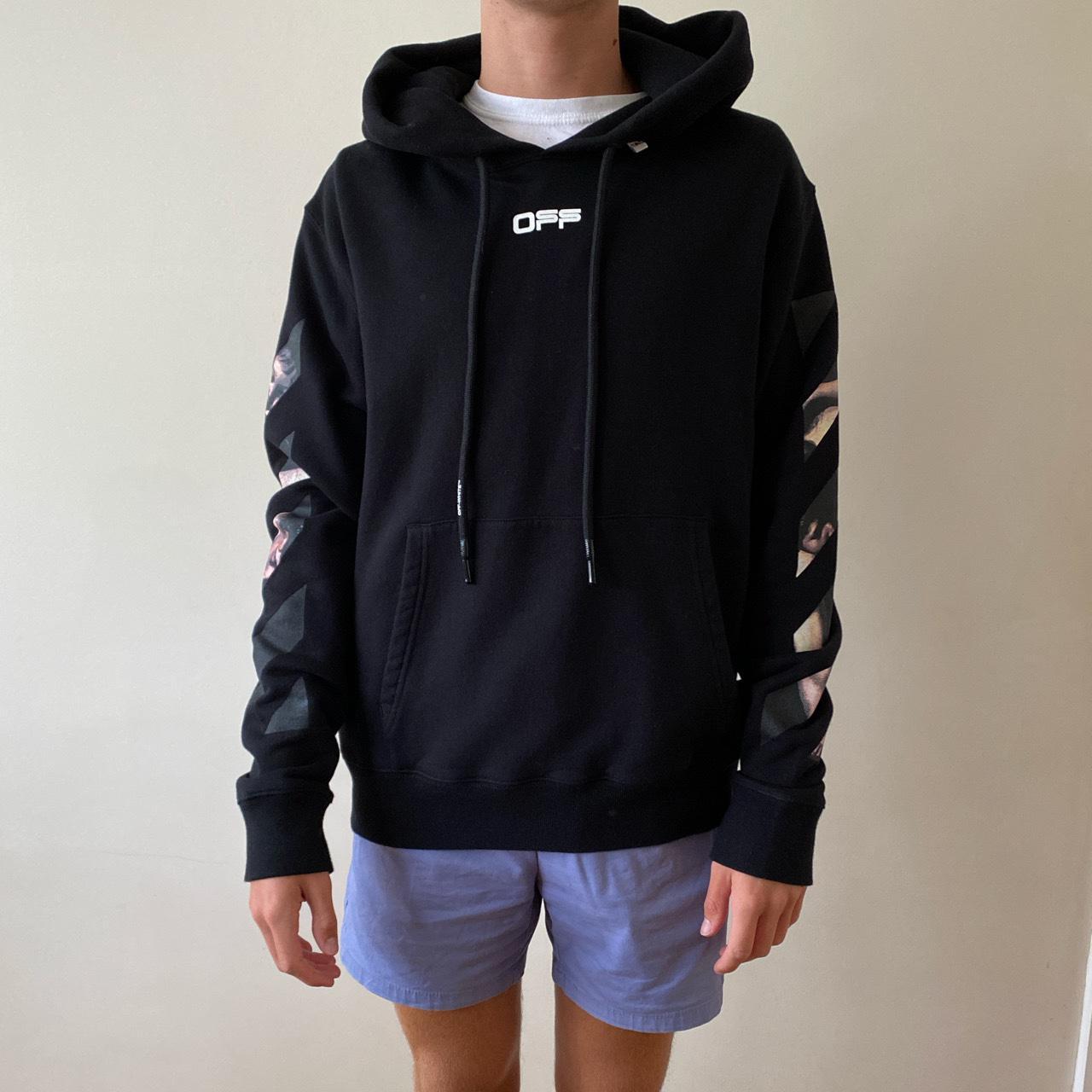 Off white black sale diagonal arrows logo hoodie