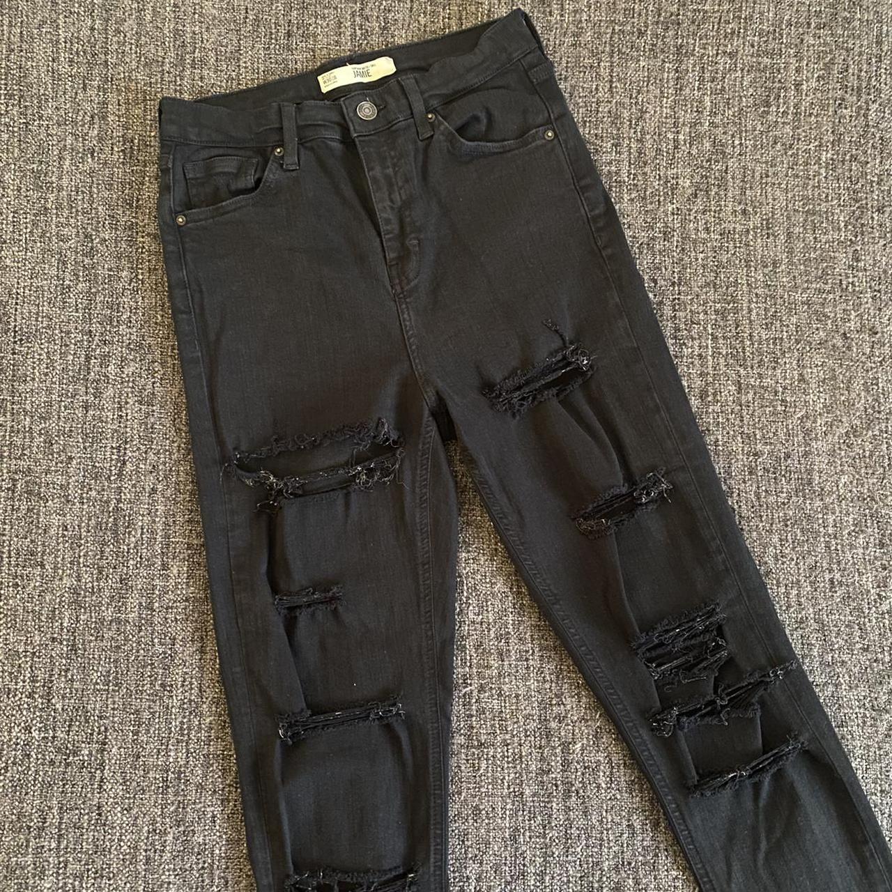 Ripped Jamie Jeans Black Condition Good,... Depop