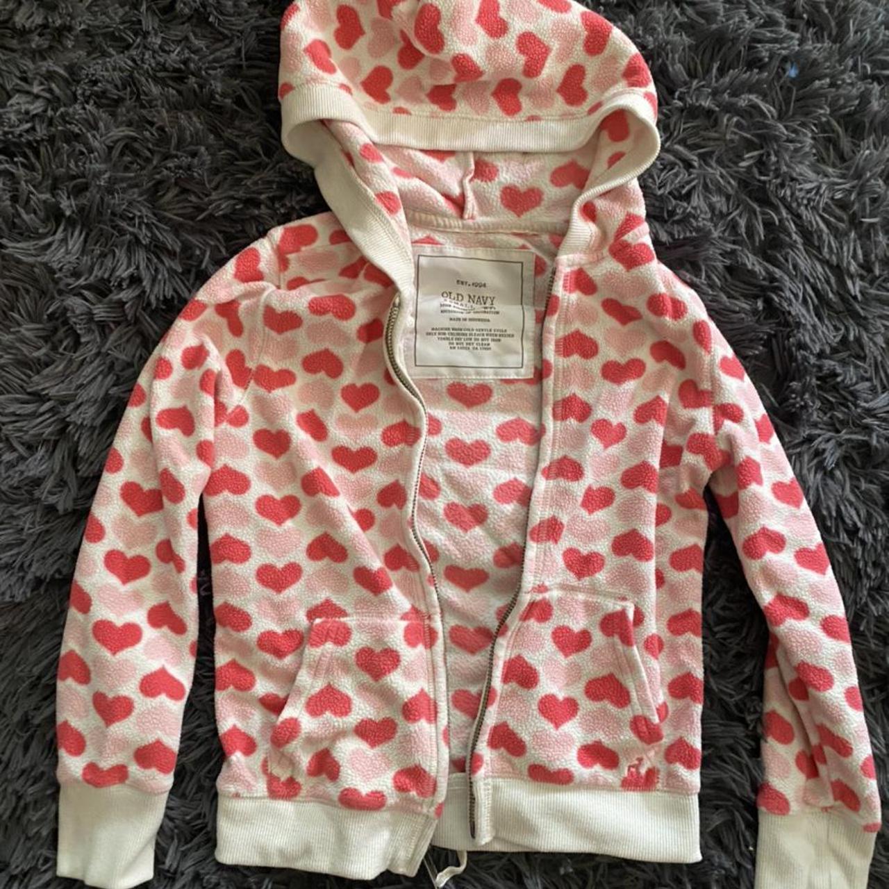 Old Navy White and Pink Hoodie Depop