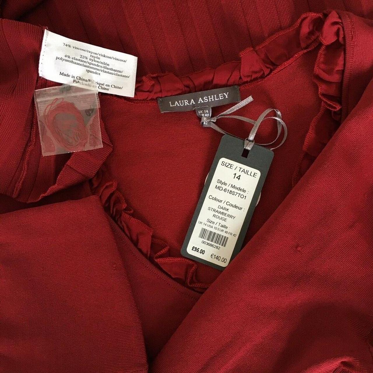 NWT Laura Ashley Red Stretch Viscose Knit Fitted... - Depop