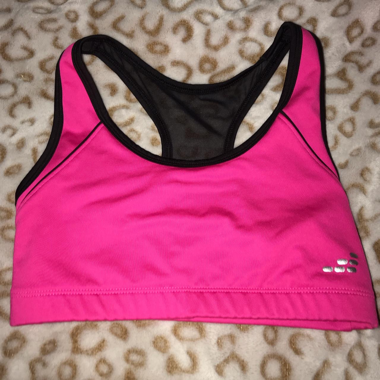 Bright pink #bcg sports bra with see through mesh in - Depop