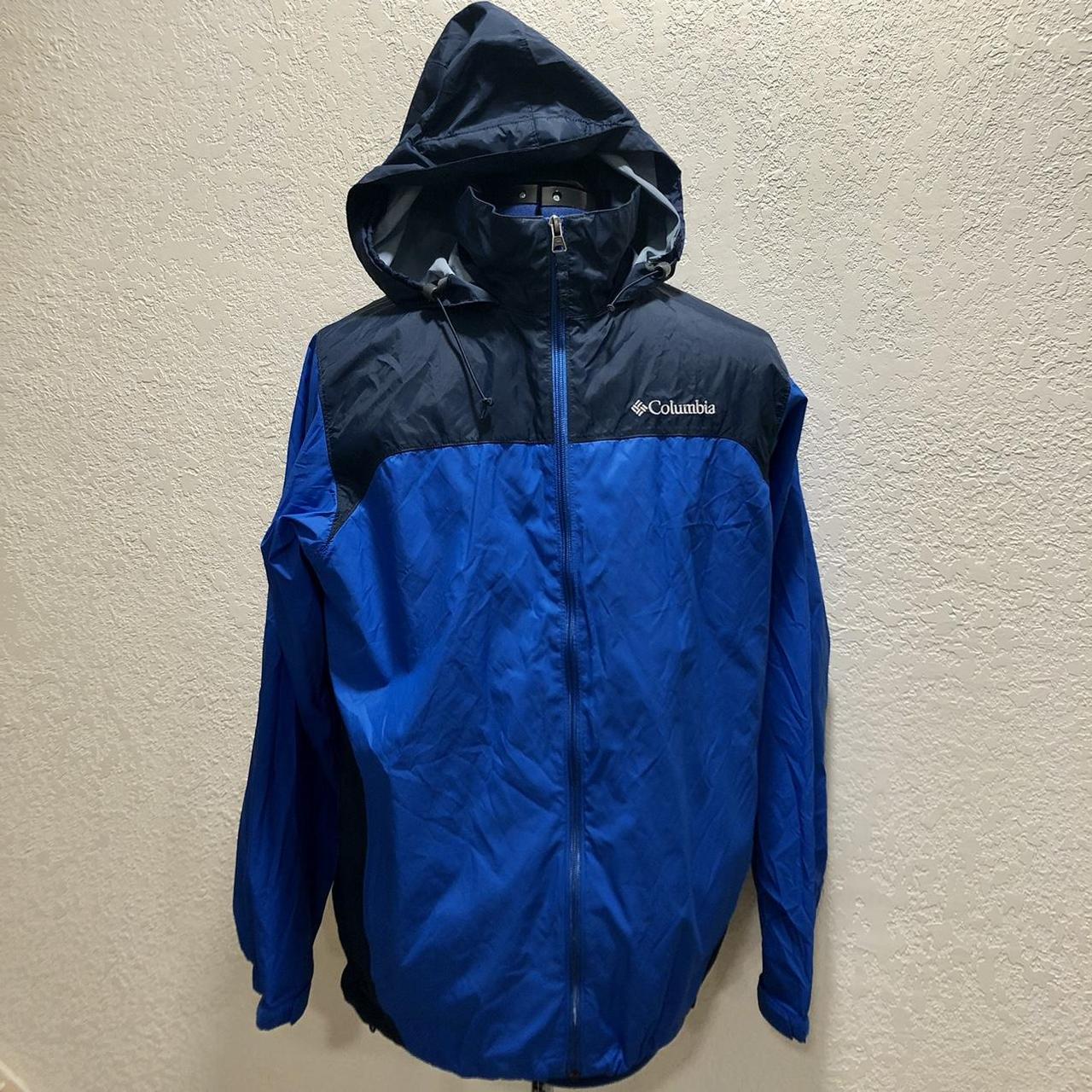 Columbia windbreaker shell Royal blue and navy Depop