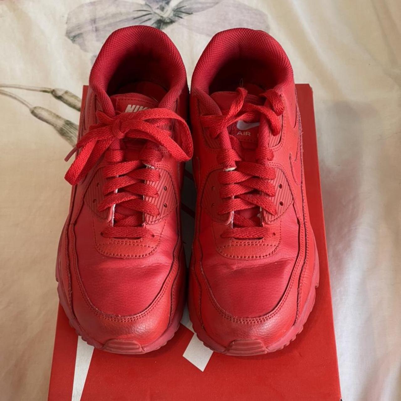 Nike all red Air Max 90. Super comfy shoe and have... - Depop