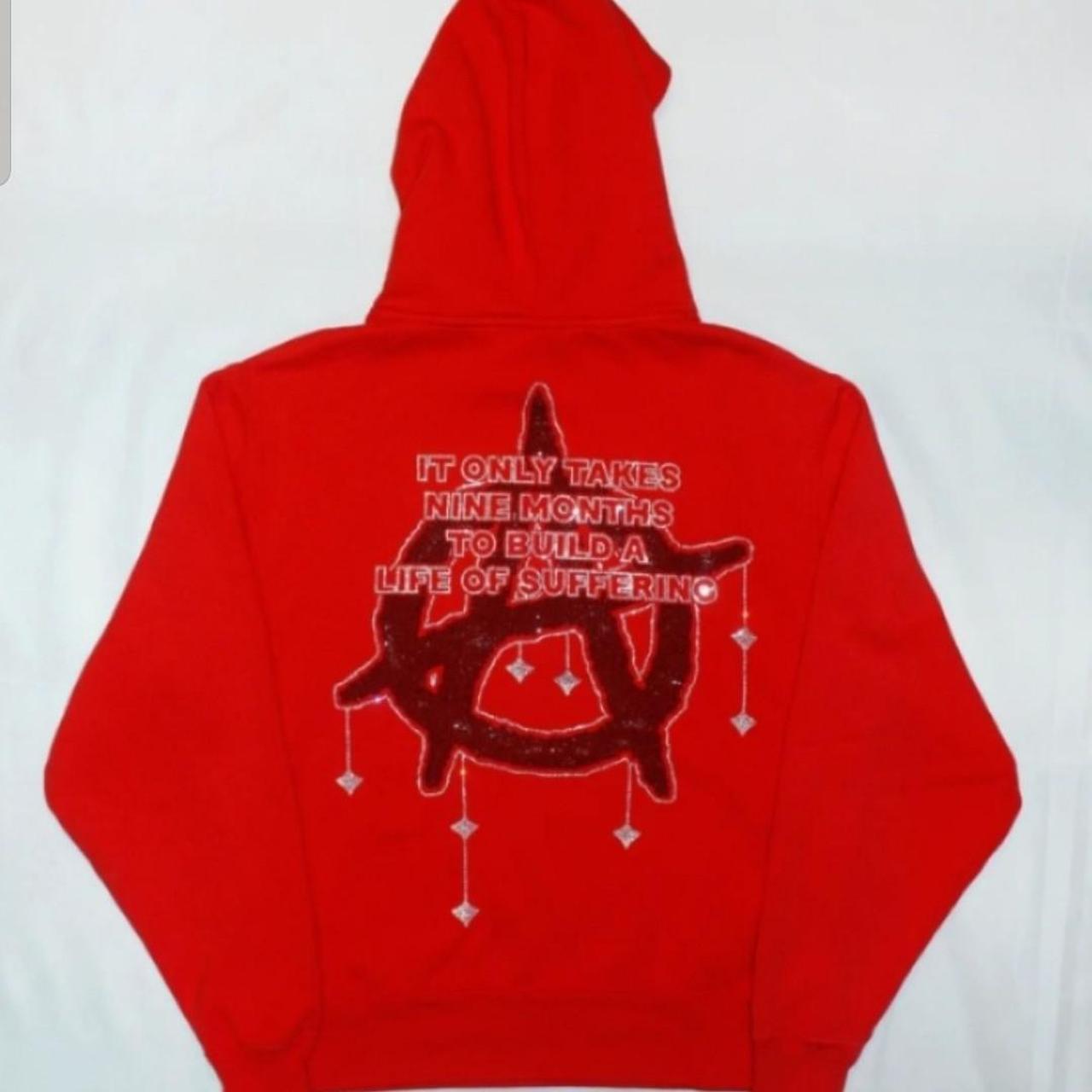 Revenge red best sale rhinestone hoodie