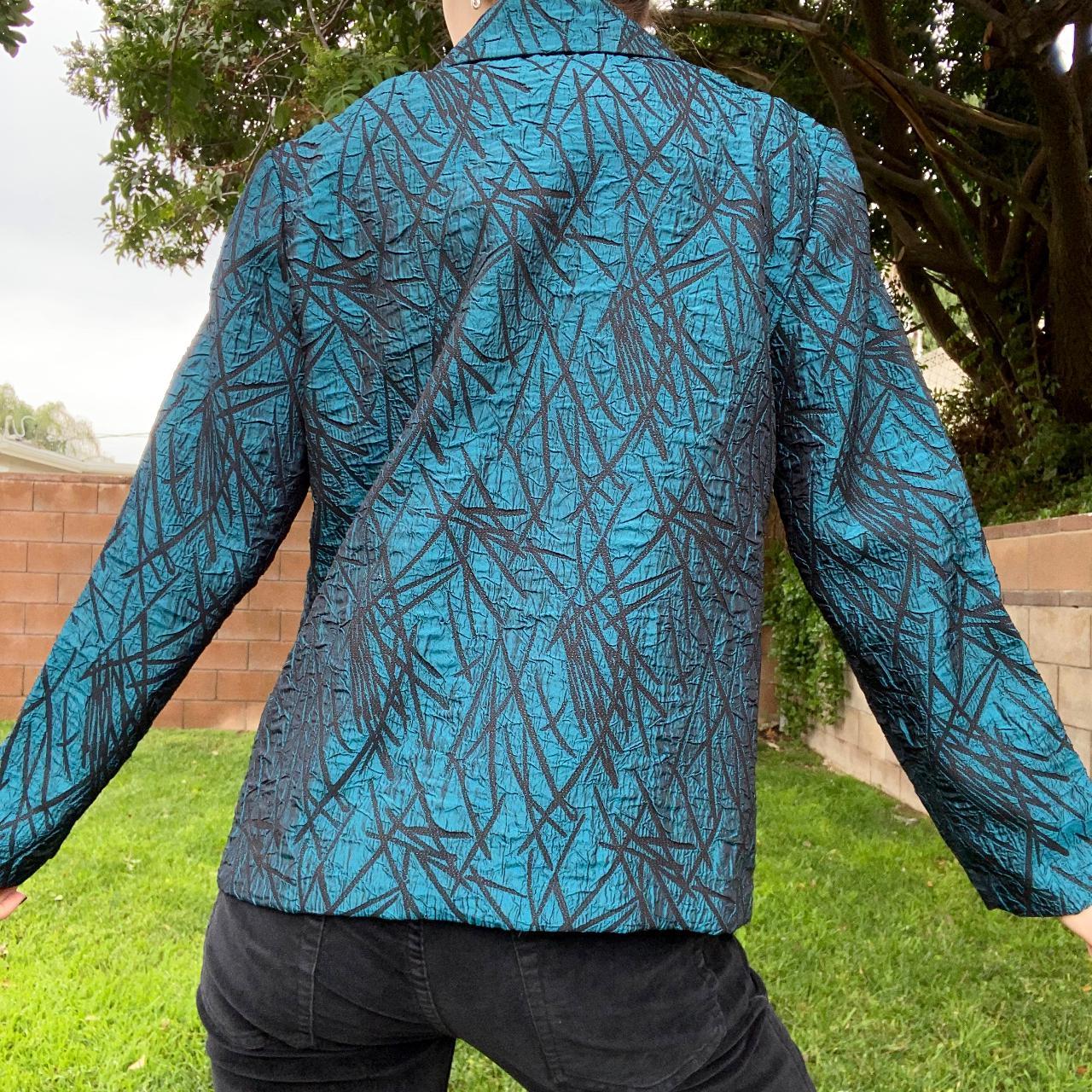 vintage blue silk jacket with floral beading,...