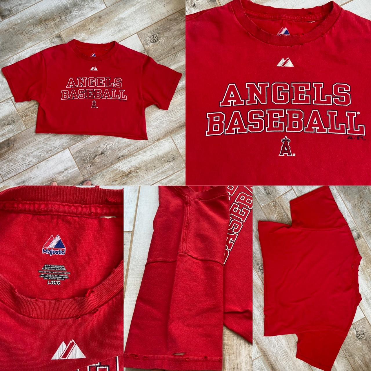 Top Los Angeles Angels Majestic Cotton T Shirt Mens Baseball Tee