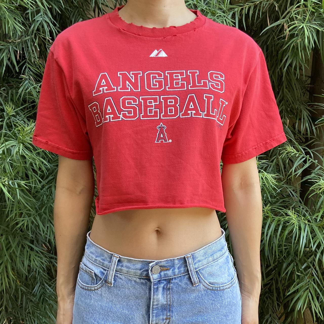 Angels MLB Destroyed Cropped Tee, Angels Baseball