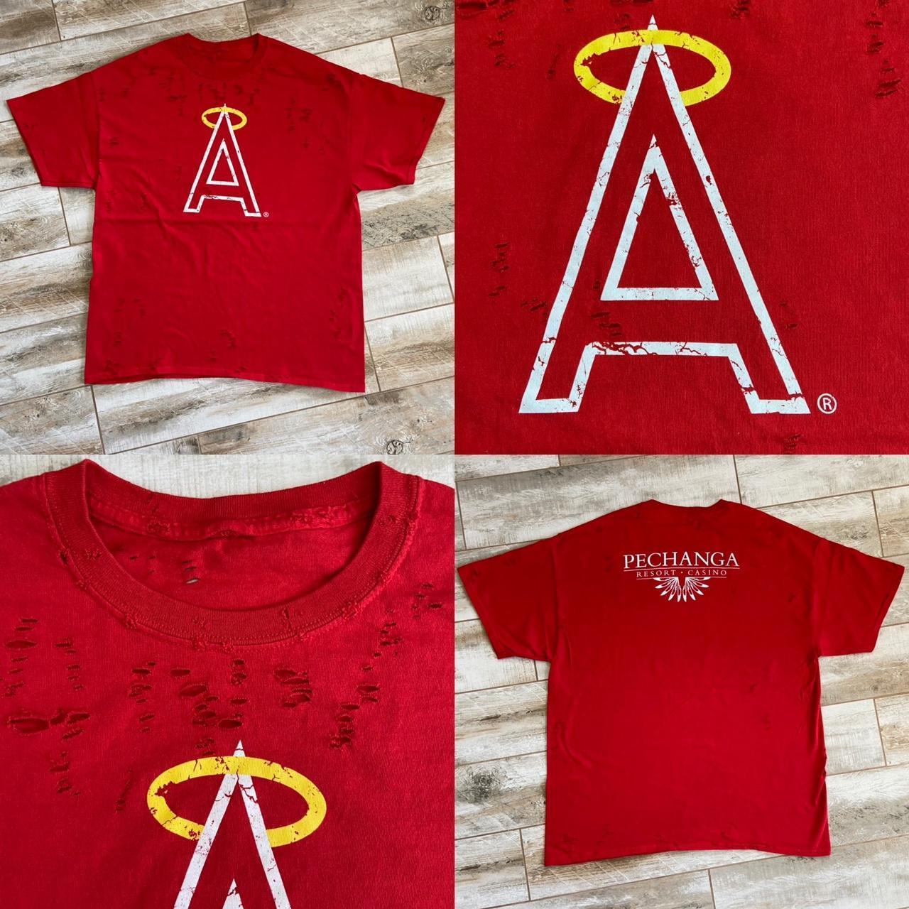 Angels MLB Destroyed Cropped Tee Angels Baseball - Depop