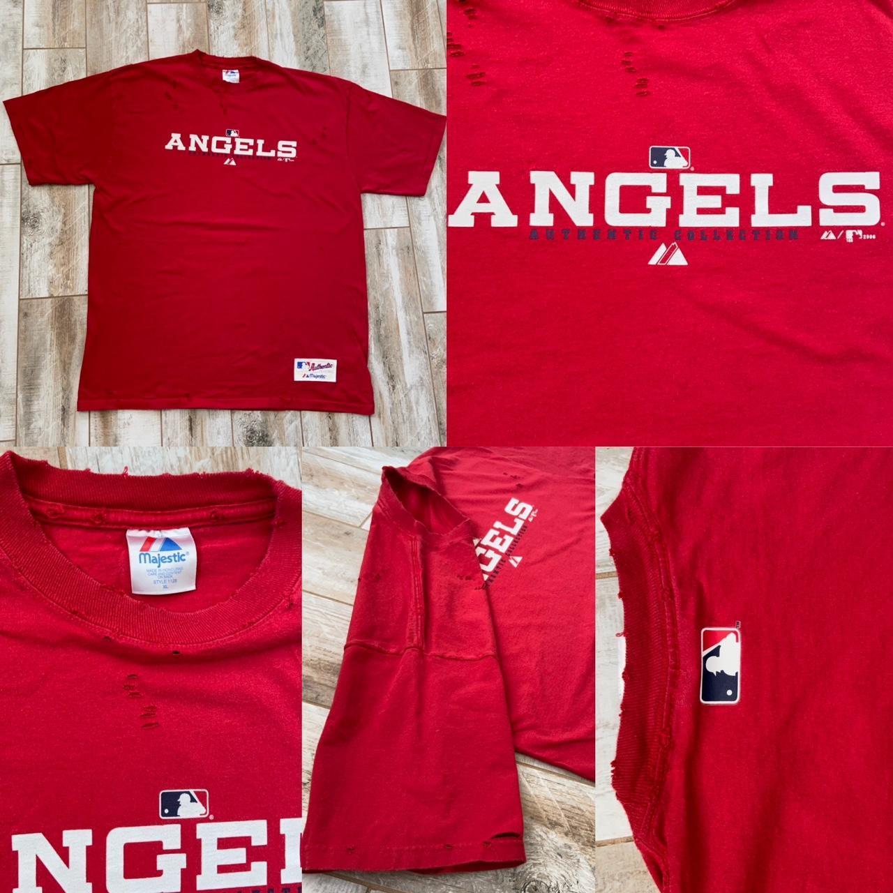 Angels MLB Destroyed Cropped Tee Angels Baseball - Depop