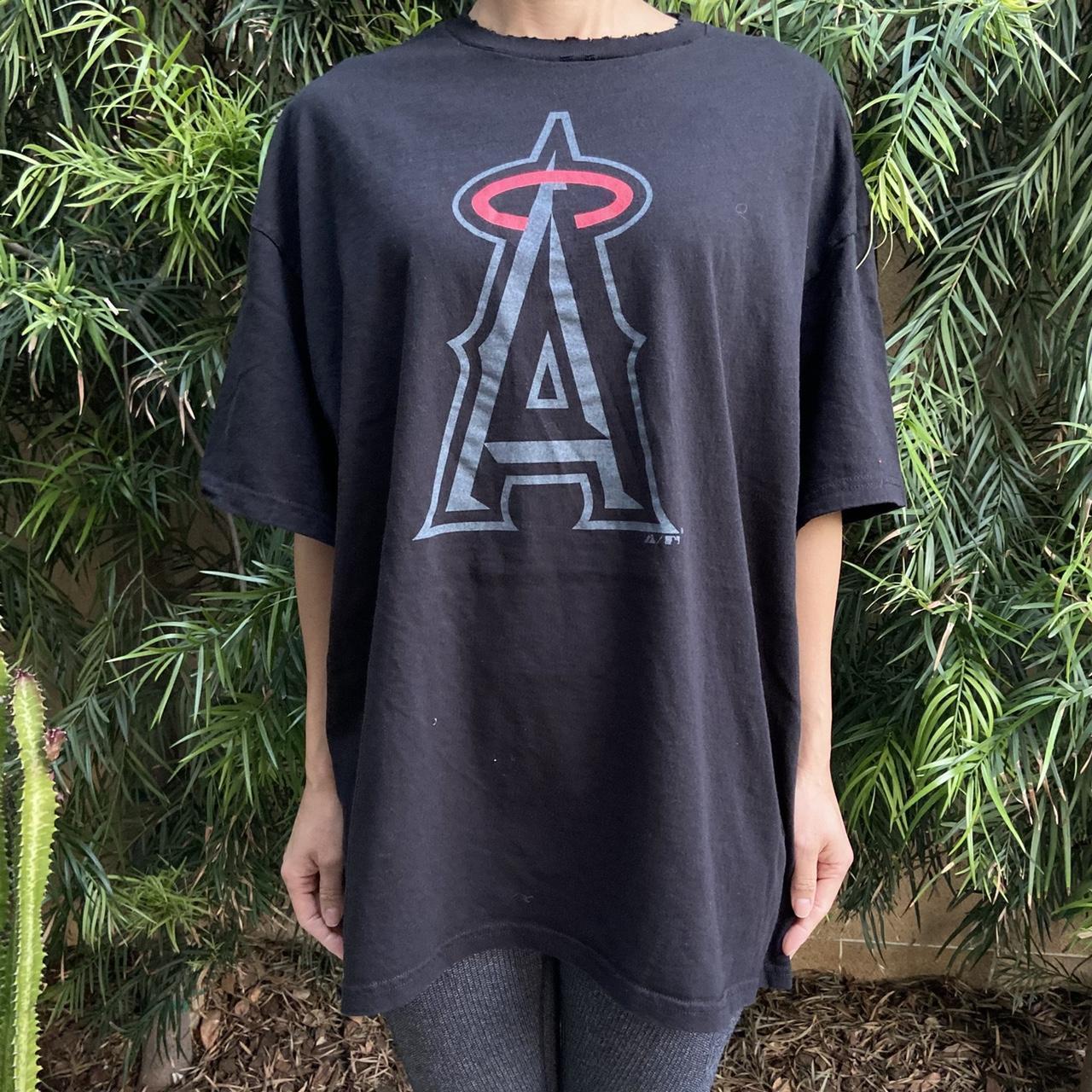 Angels MLB Destroyed Tee ✨ Los Angeles Angels Red - Depop