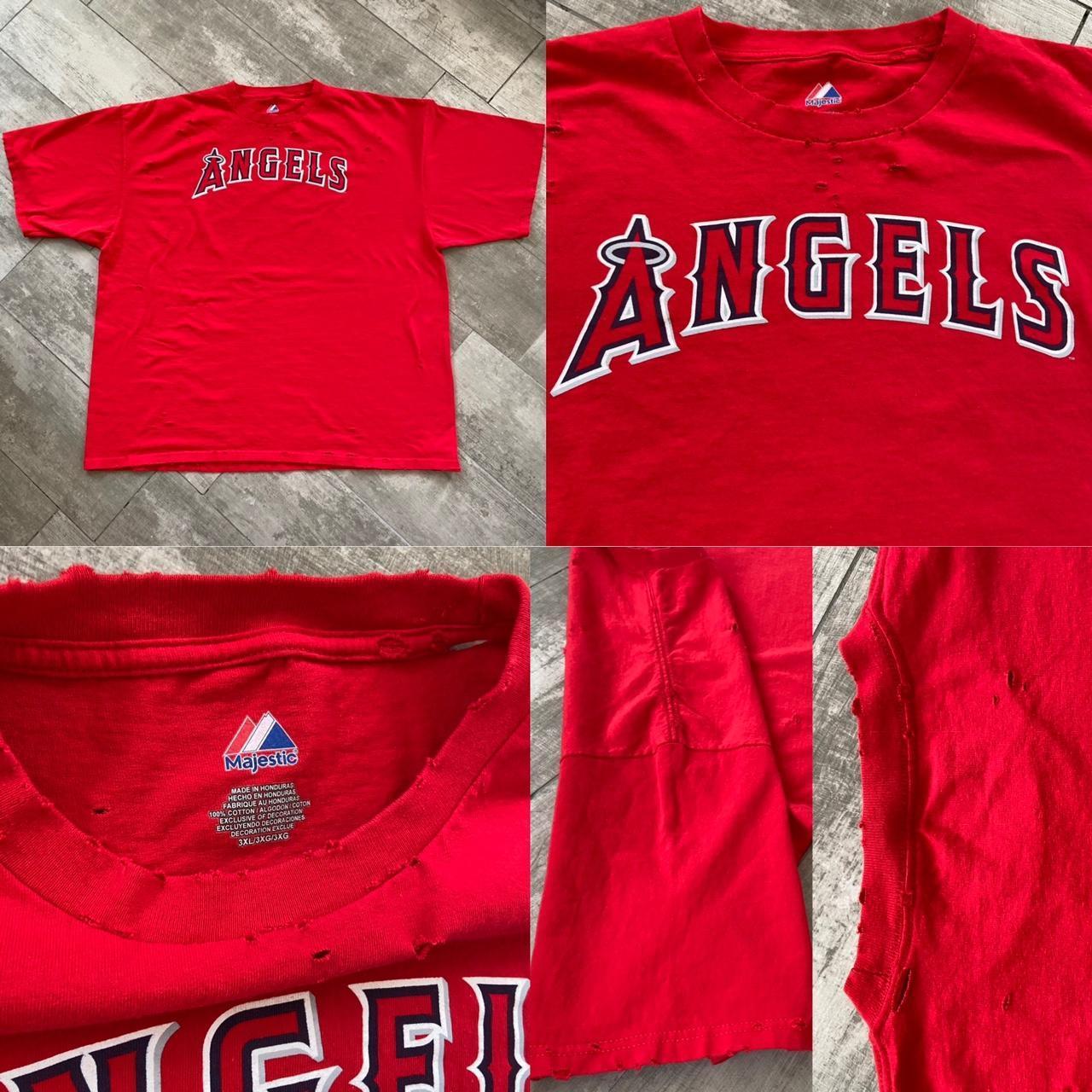 Angels MLB Destroyed Cropped Tee Angels Baseball - Depop