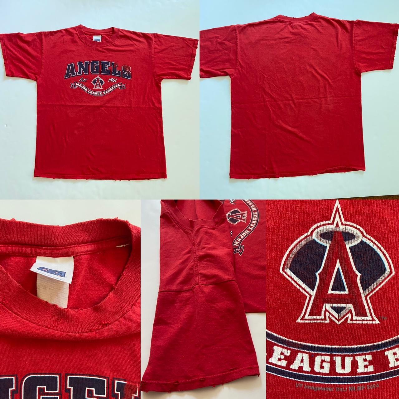 Angels MLB Destroyed Cropped Tee Angels Baseball - Depop