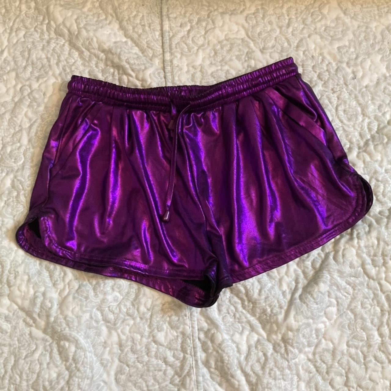 Purple Holographic Shorts comfortable and matches... Depop