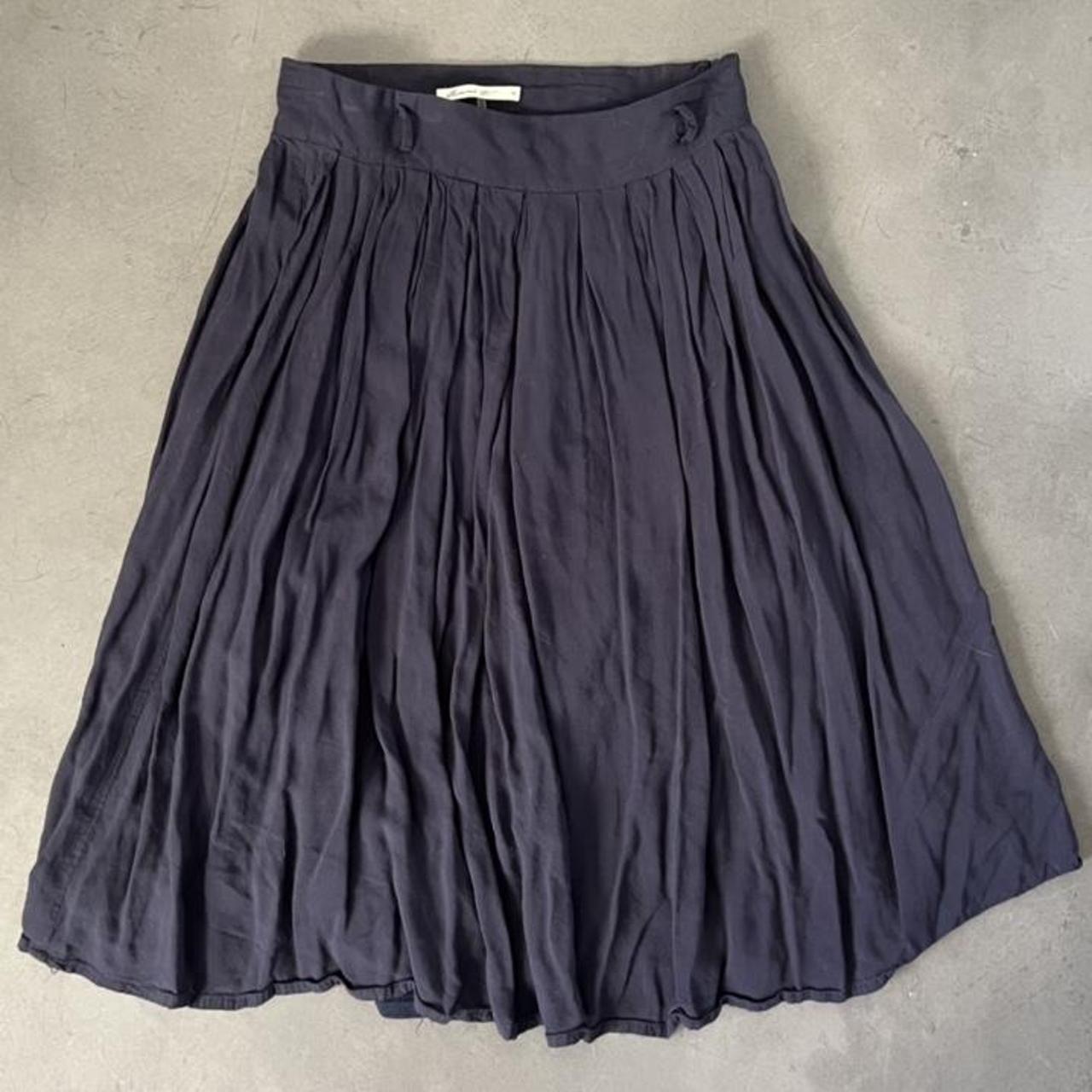 Midi dark blue skirt. Has loop holes for a belt. Has... - Depop