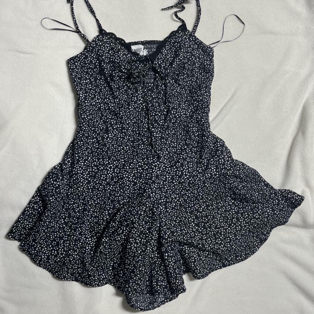 Princess Polly Women's Black and White Playsuit-romper | Depop