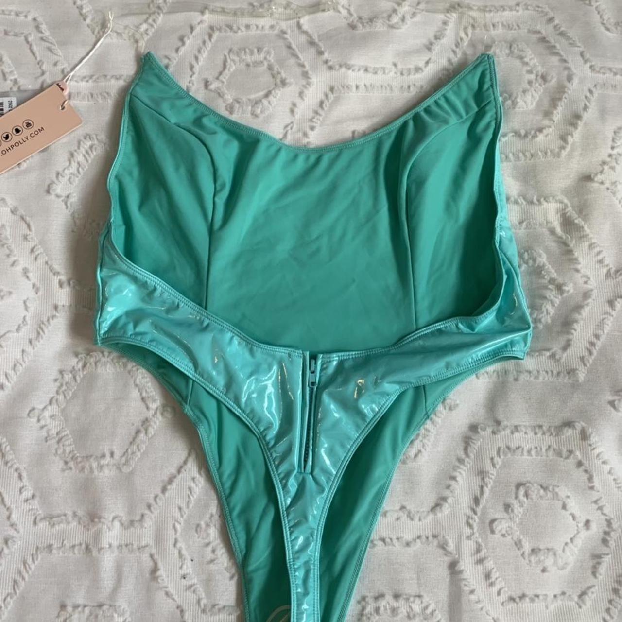 Vinyl turquoise OH POLLY swimsuit thong Labels... - Depop