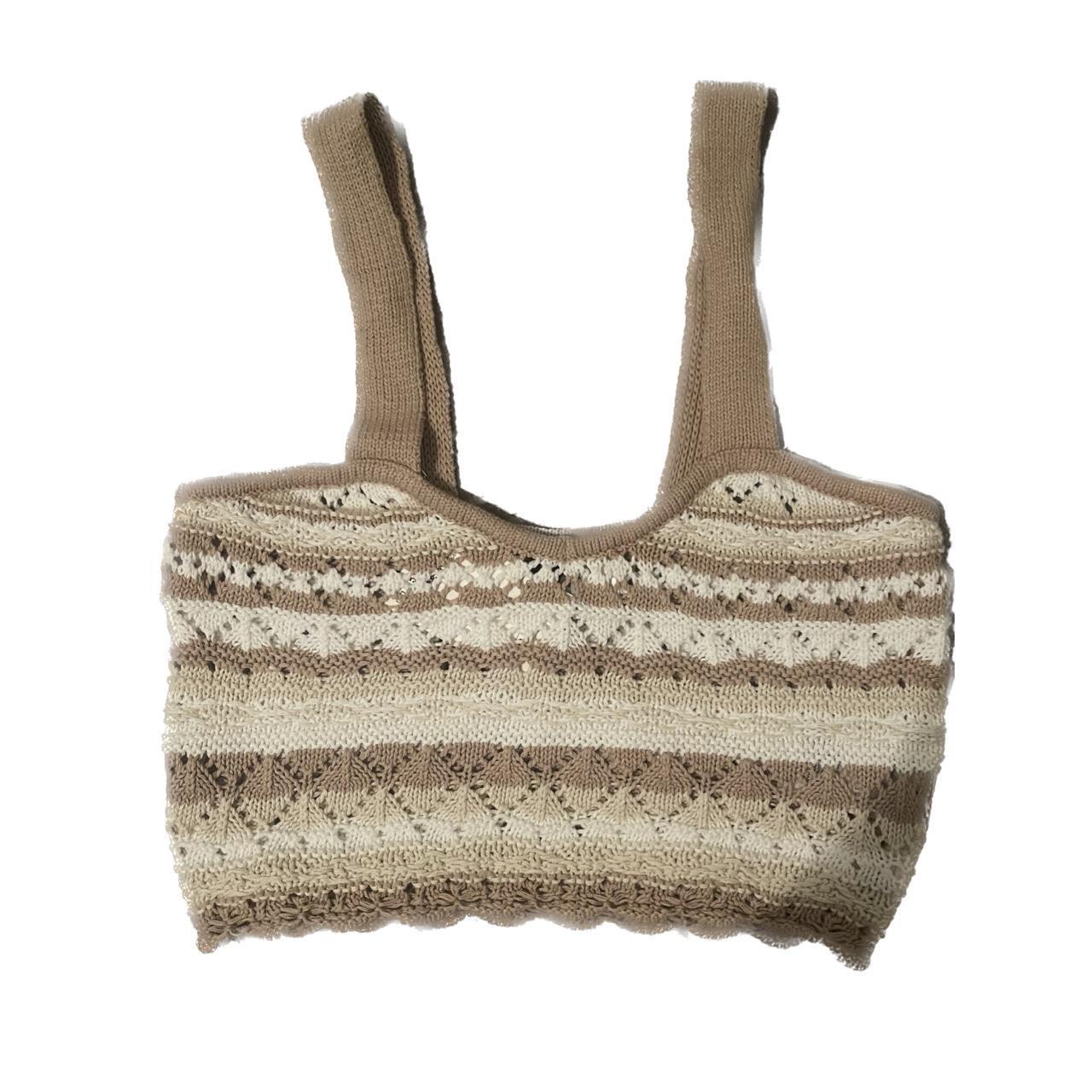 H M Crochet Crop Top Very cute tan/beige crochet Depop