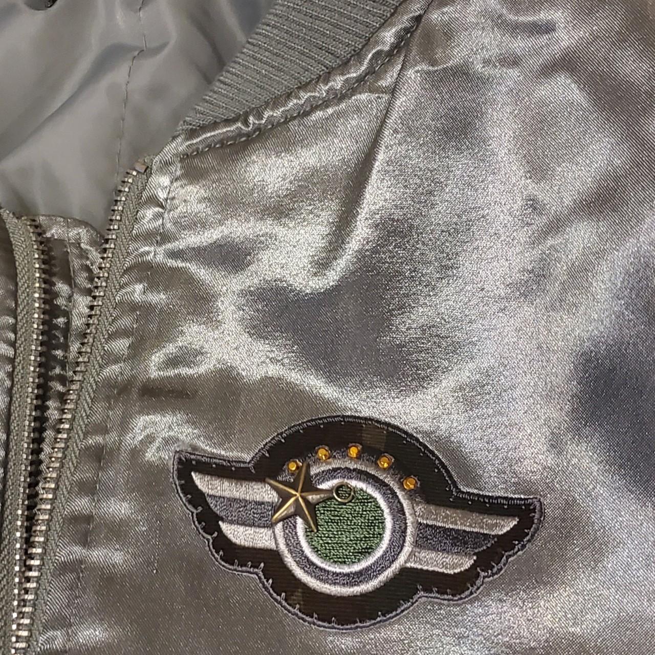 Awesome silver satin jacket with nylon lining - Depop