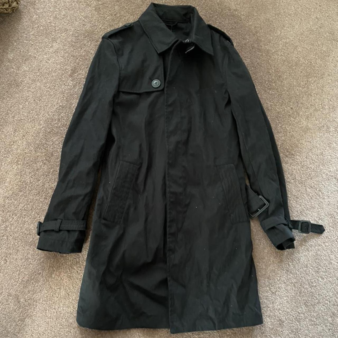 topman black trench coat