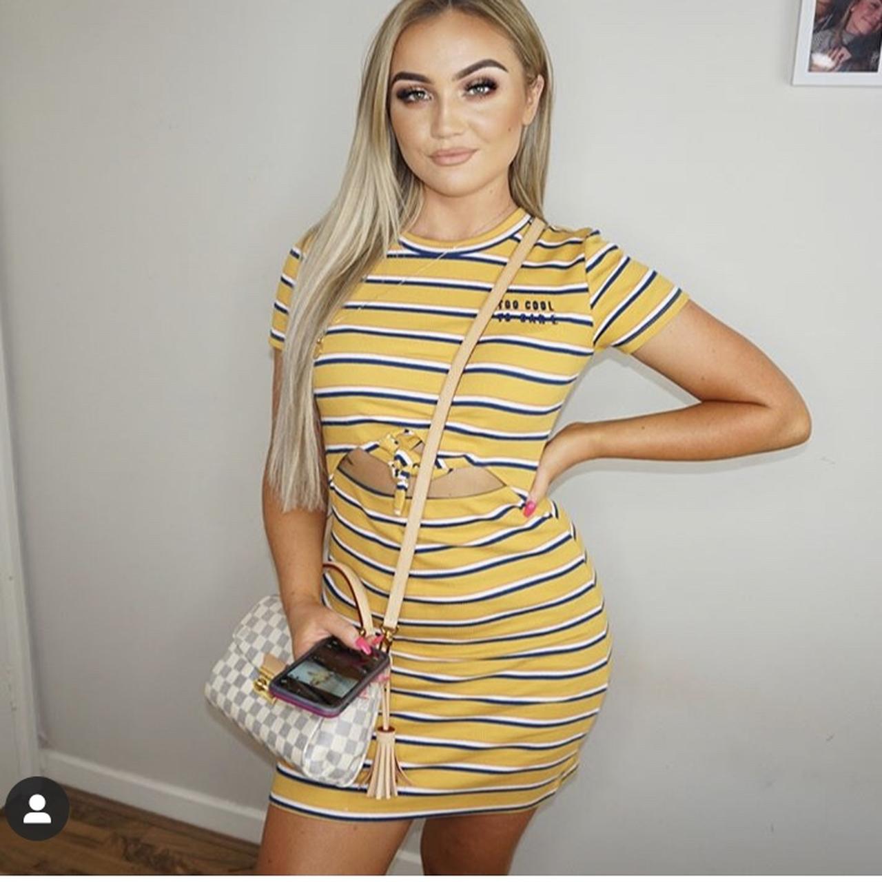 Bershka yellow tshirt dress • as seen on Ellie Kelly... Depop