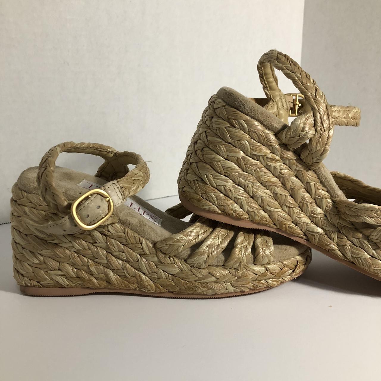 Late 90s early y2k vintage raffia chunky square toe... - Depop