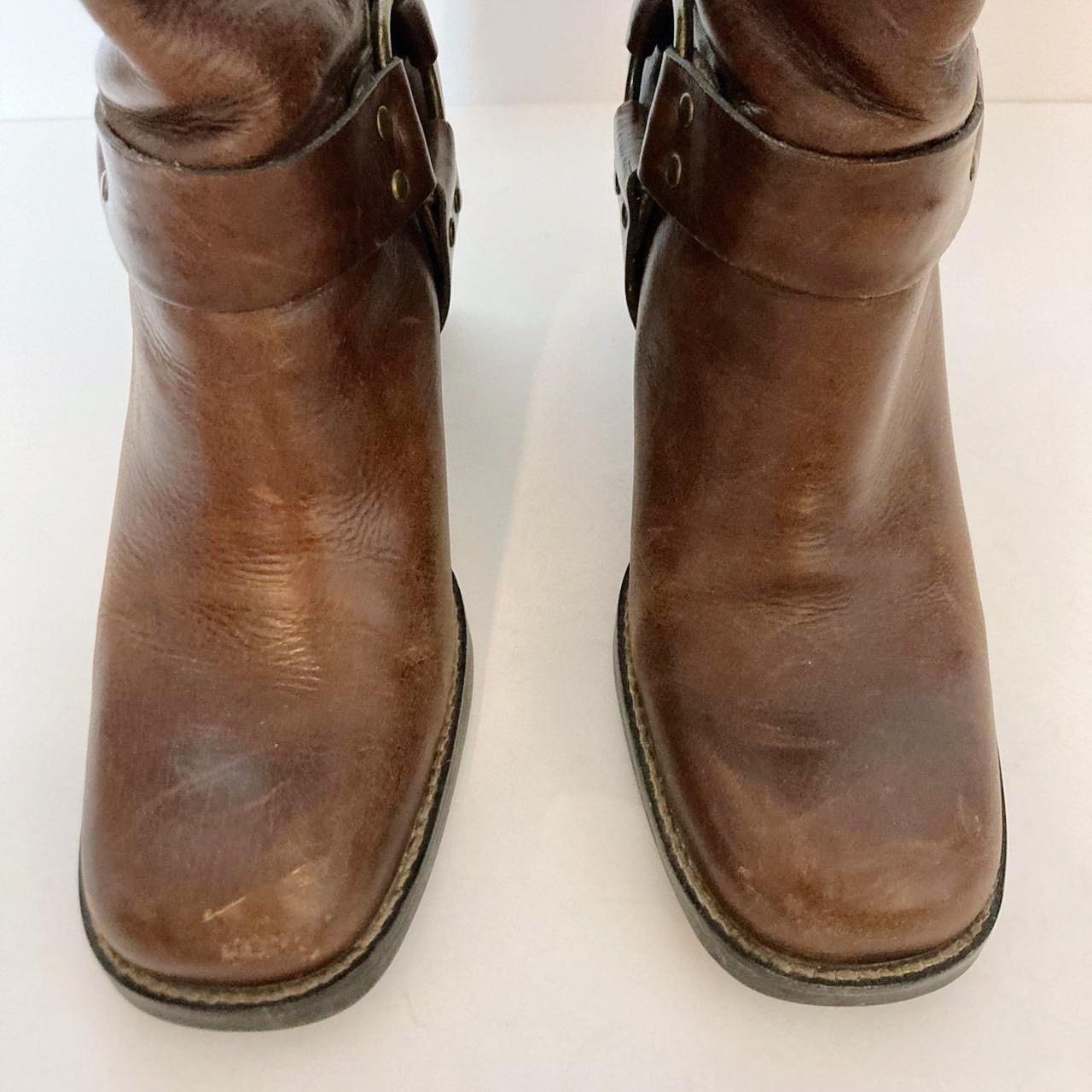 Vintage MIA brown leather square toe biker boots 🏍... - Depop