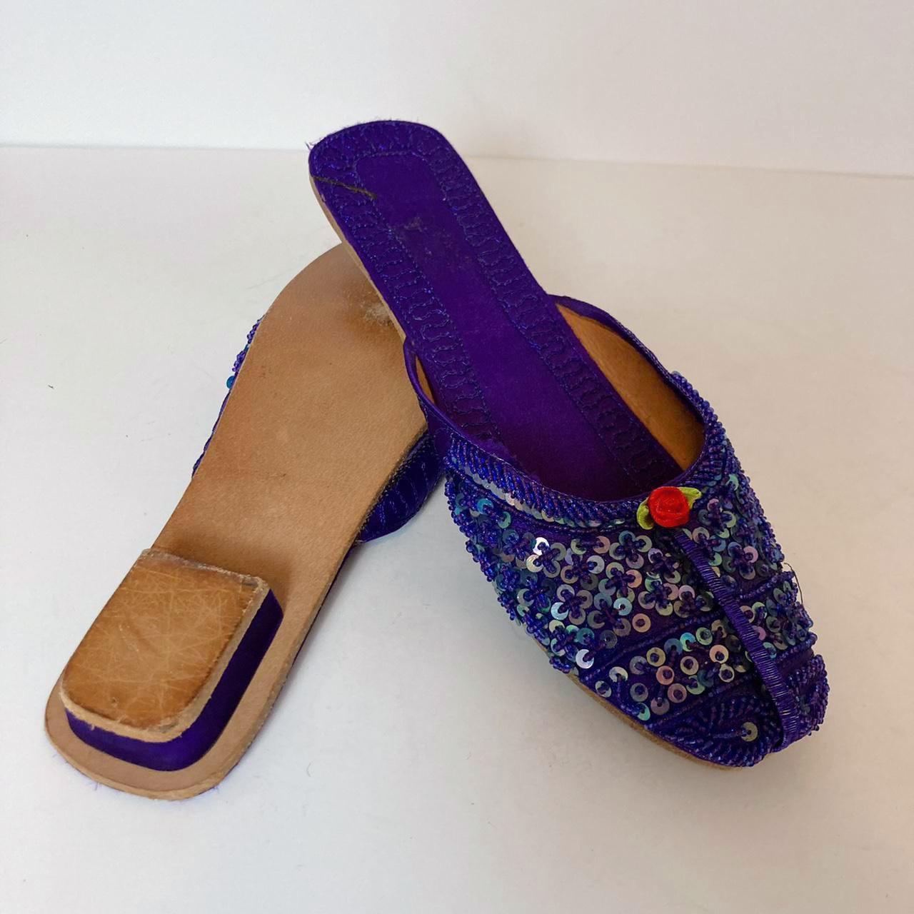 MOROCCAN BAZAAR SLIPPERS 🧞 Vintage purple satin... - Depop